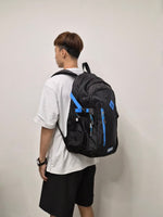 Load image into Gallery viewer, Aoking 升級版懸浮護脊彈力肩帶減重書包背包 純黑+藍色 (中學生Size) JN470322B-47

