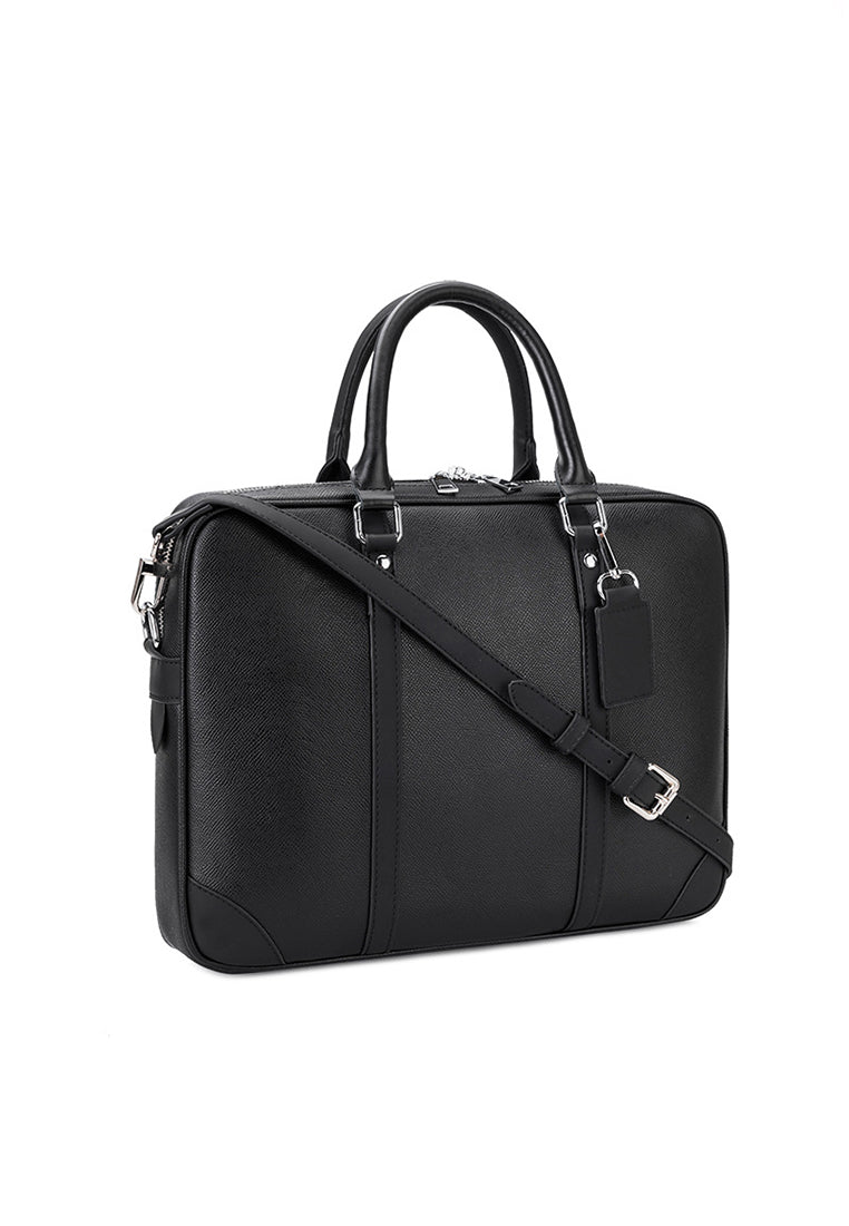Leather Business Laptop Briefcase 361 Large Size Black