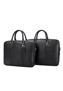 Leather Business Laptop Briefcase 361 Small Size Black