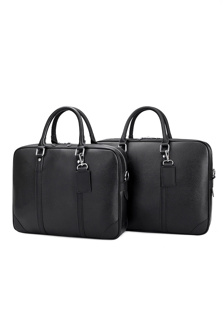 Leather Business Laptop Briefcase 361 Large Size Black