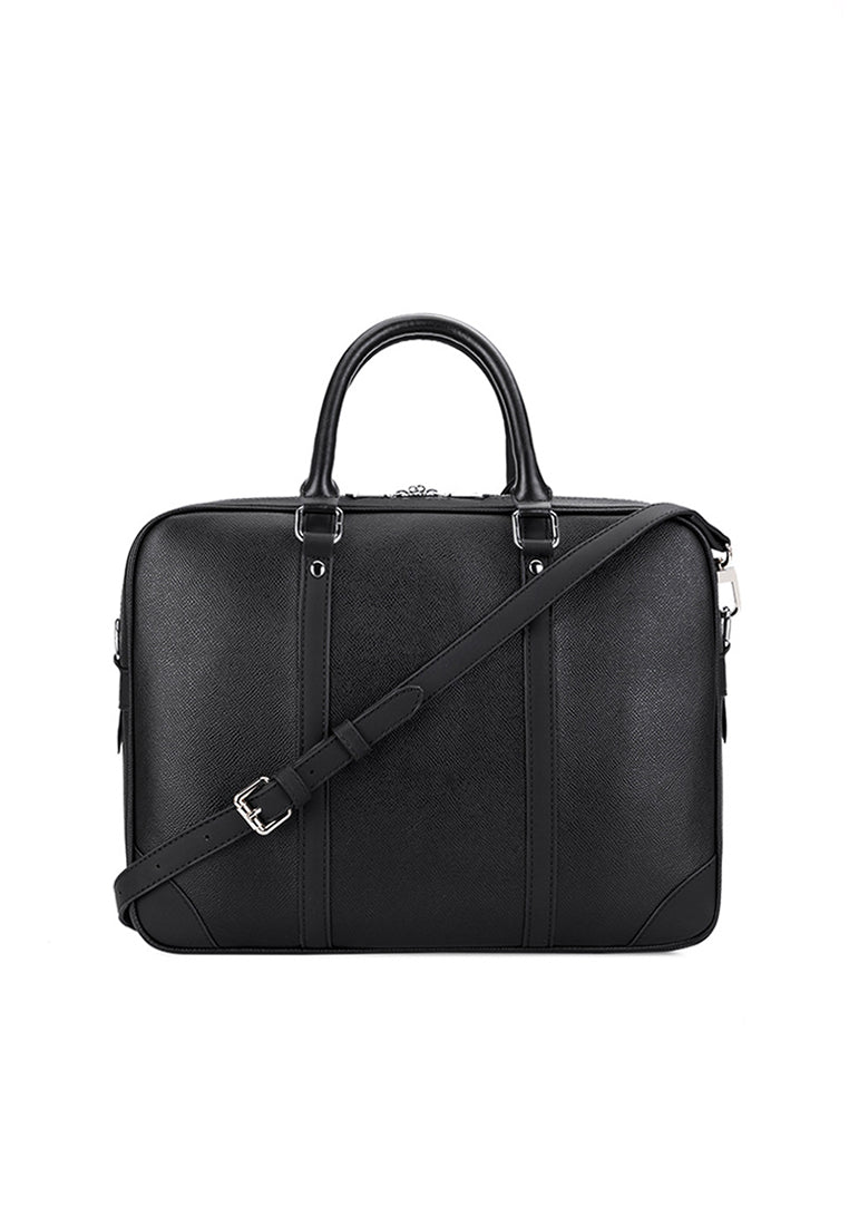 Leather Business Laptop Briefcase 361 Large Size Black