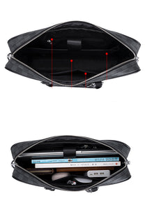 Leather Business Laptop Briefcase 361 Small Size Black